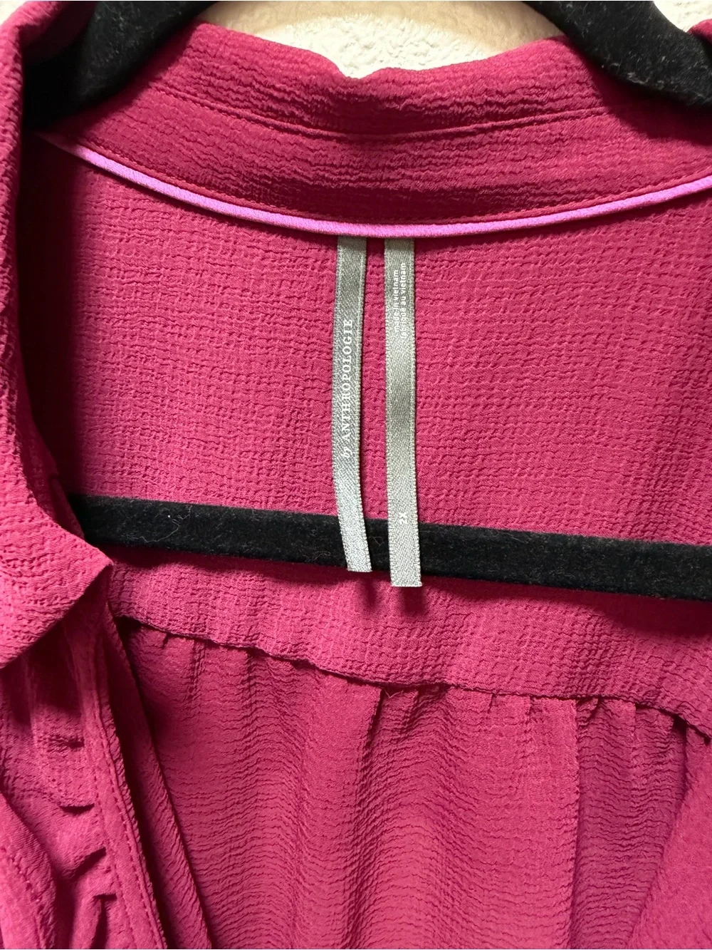 Anthropologie Sheer Ruffles V-Neck Blouse with Flare Sleeves and Fabric Buttons - Picture 7 of 7